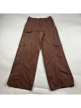 WIld Fable Brown Poplin Canvas High Rise Wide Leg Cargo Pant XS